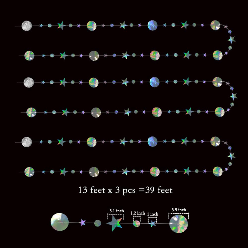 Cheerland Star Party Decoration Iridescent Party Supplies Holographic Twinkle Little Stars Garlands Euphoria Hanging Decor Disco